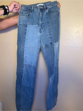 PacSun Two-Tone Patchwork Blue Jeans